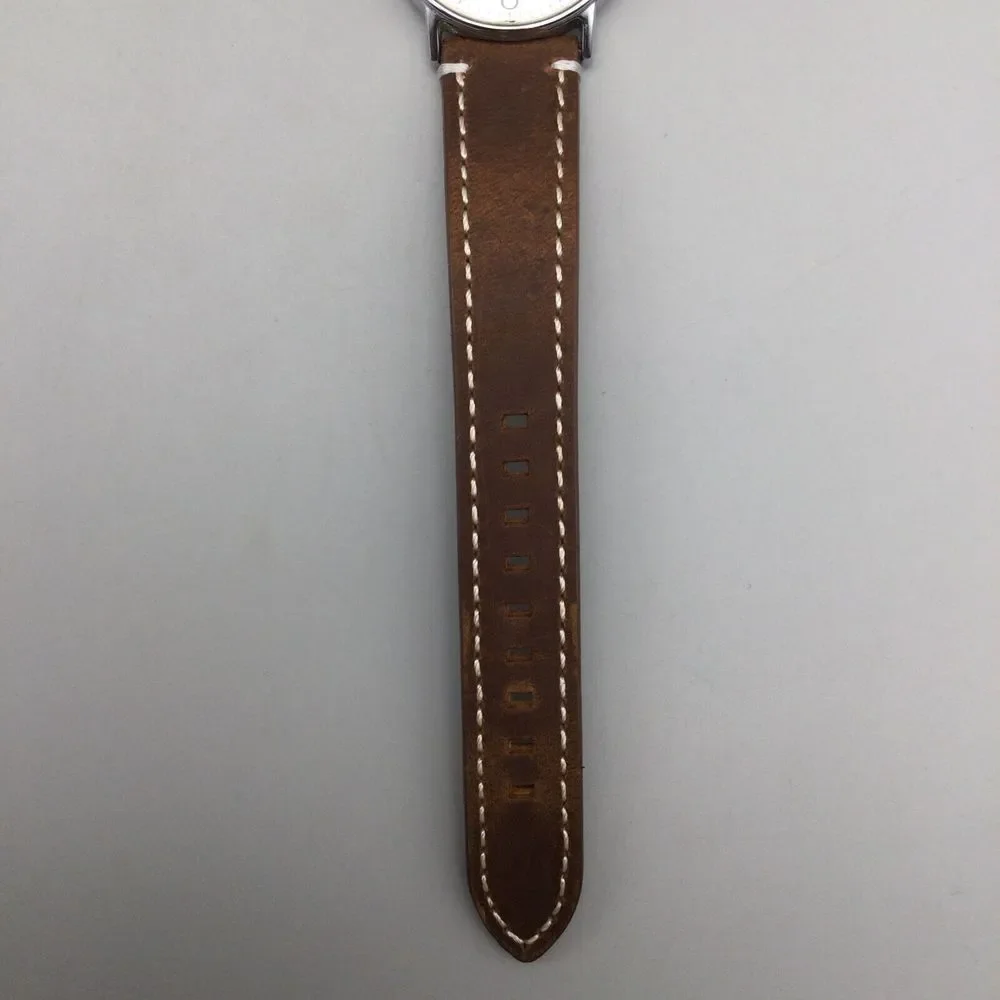 Vintage Timex Watch Men 33mm 1992 Silver Tone Brown Leather Band New Battery - Picture 10 of 15